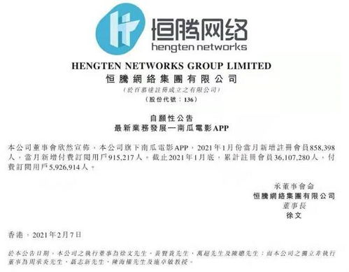 南瓜視頻1月新增用戶暴增 恒騰網絡股價又要嗨了