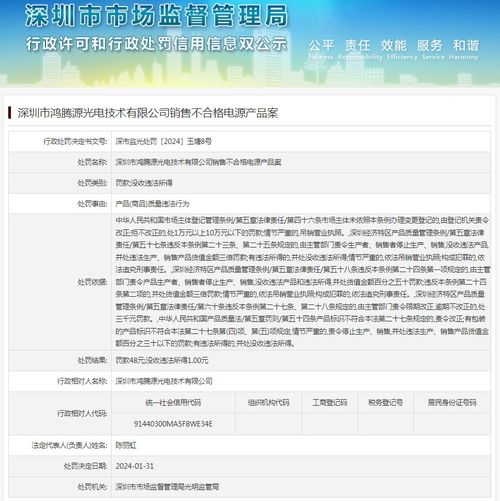 深圳市鴻騰源光電技術銷售不合格電源產品案
